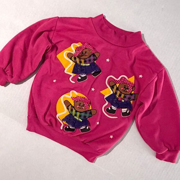 American Vintage Other - VTG 90s Girls Dancing Bears Pink Sweatshirt, 18-24m